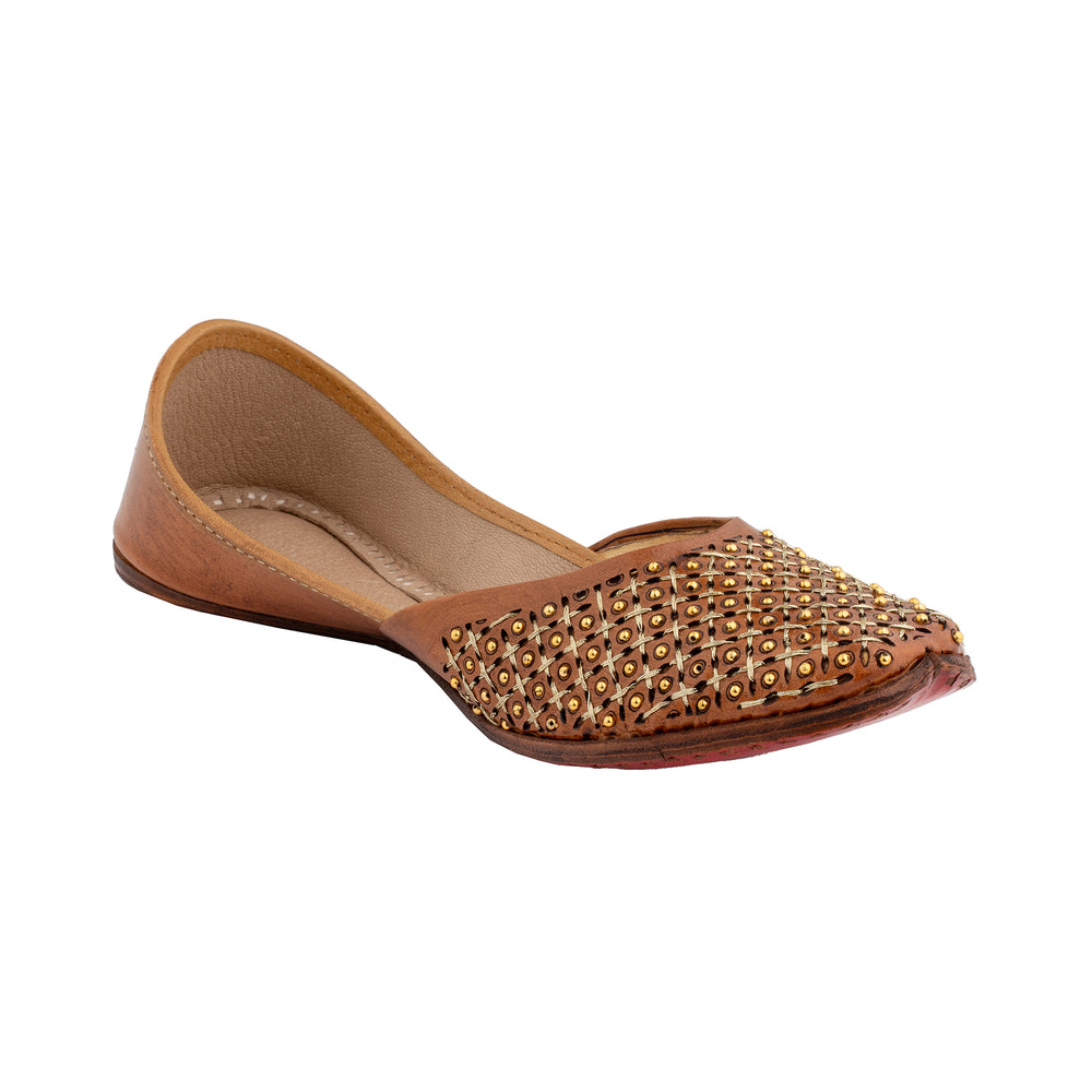 Tan Amber Women's Kolhapuri Leather Jutti