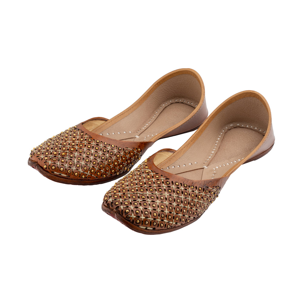 Tan Amber Women's Kolhapuri Leather Jutti