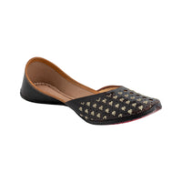 Black Starry Nights Women's Kolhapuri Leather Jutti