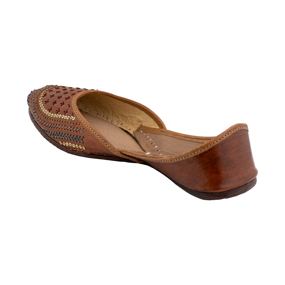 Tan Walnut Coffee Women's Kolhapuri Leather Jutti