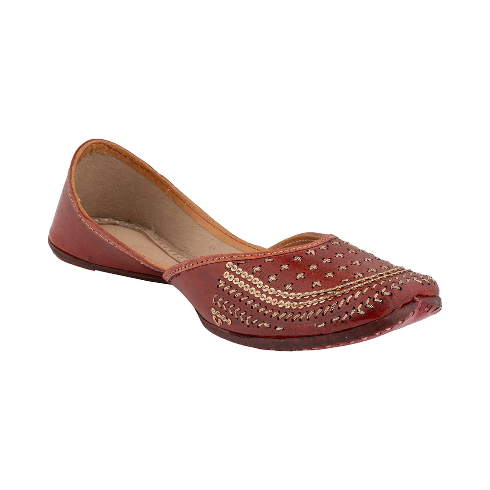 Red Brown Sepia Women's Kolhapuri Leather Jutti