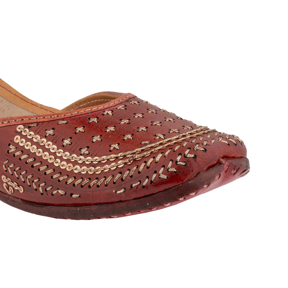 Red Brown Sepia Women's Kolhapuri Leather Jutti