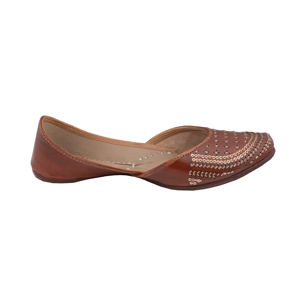 Red Brown Sepia Women's Kolhapuri Leather Jutti