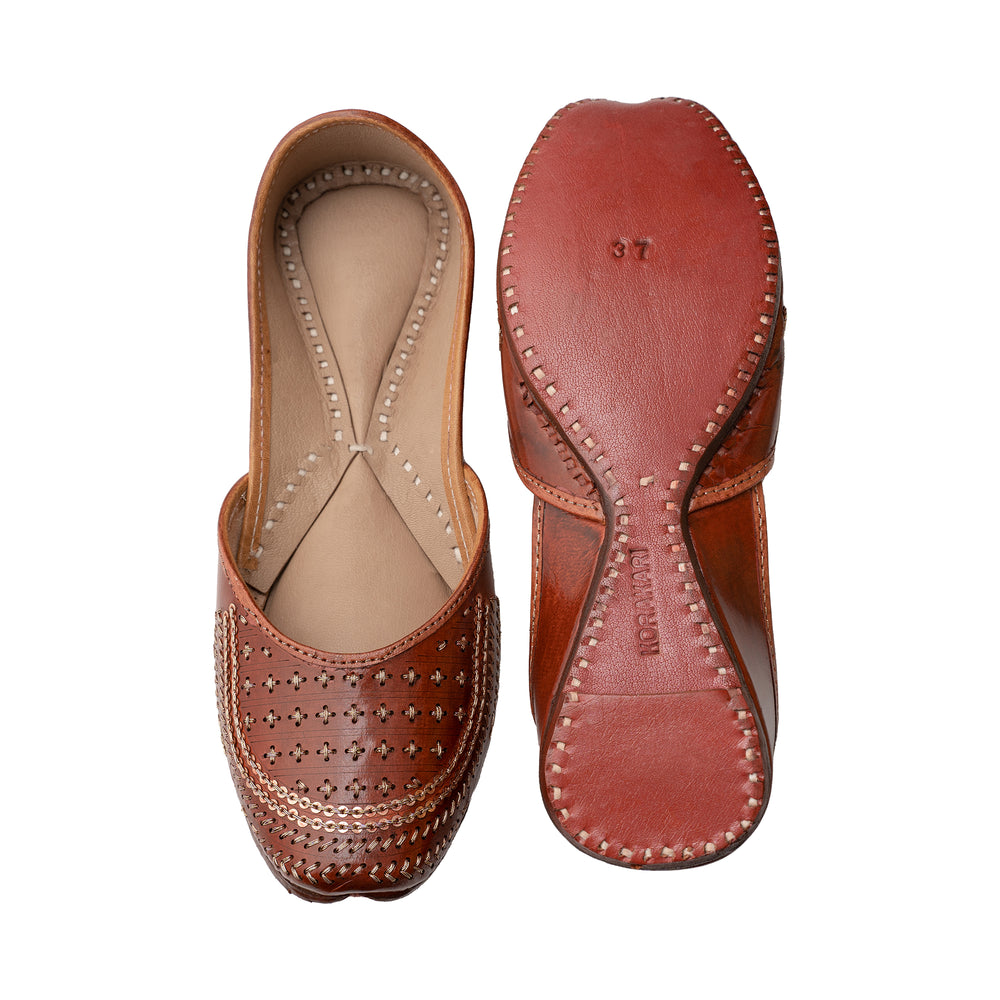 Red Brown Sepia Women's Kolhapuri Leather Jutti