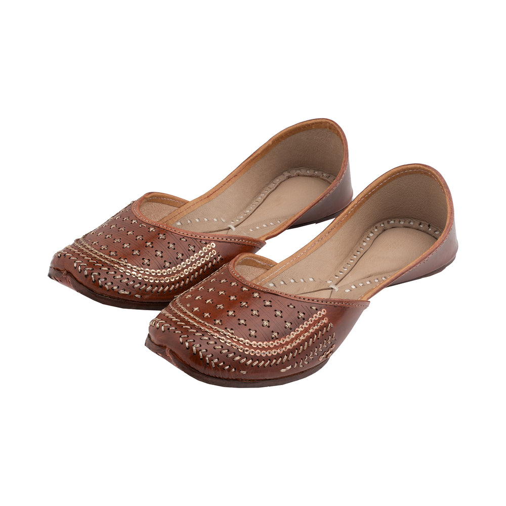 Red Brown Sepia Women's Kolhapuri Leather Jutti