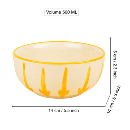 “The Lucid Yellow Collection” Ceramic Floral Serving Bowls (Set of 2, Yellow and Off White , Diameter – 5.5 inches)