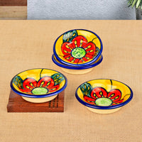 Handpainted Floral Round Ceramic Dip Bowls (Set of 4, Multicolor)