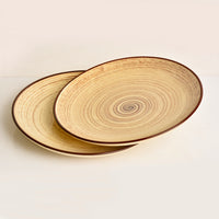 Hand Glazed Earthy Swirl Ceramic Quarter Plates (7 inches, Set of 2, Brown)