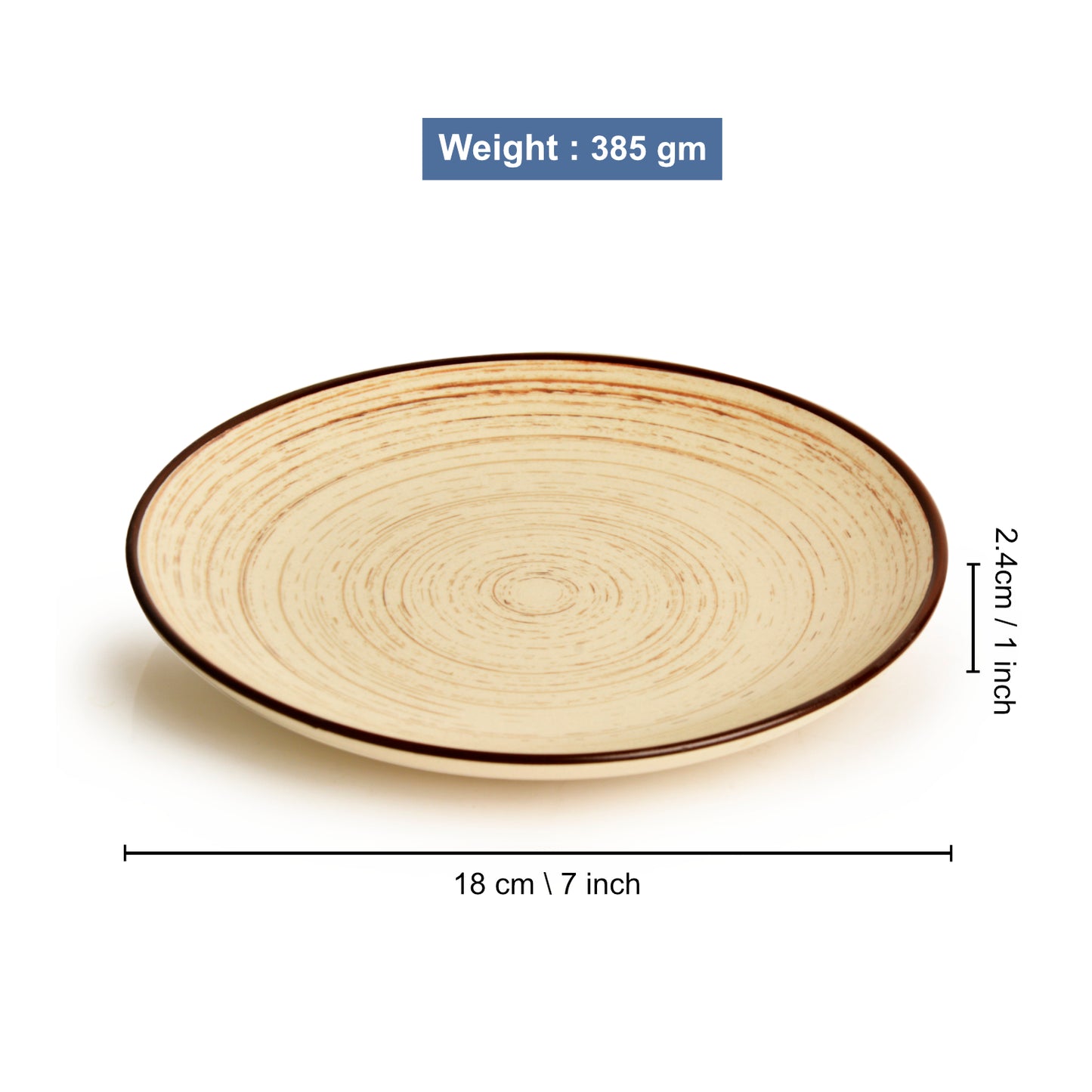 Hand Glazed Earthy Swirl Ceramic Quarter Plates (7 inches, Set of 2, Brown)