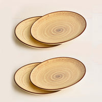 Hand Glazed Earthy Swirl Ceramic Quarter Plates (7 inches, Set of 4, Brown)