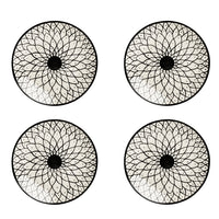 Hand Painted Black and White Spiral Ceramic Quarter Plates (7 inches, Set of 4)