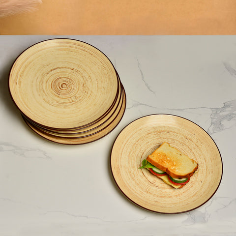 Hand Glazed Ceramic Earthy Swirl Dinner Plates (Brown, Set of 6, 10 inches)