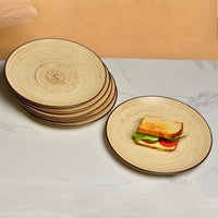 Hand Glazed Ceramic Earthy Swirl Dinner Plates (Brown, Set of 6, 10 inches)