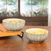 Hand Painted Black Brush Ceramic Serving Bowls (5 inches, 325 ml each, Set of 2)