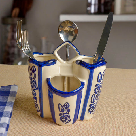 handpainted ceramic cutlery stand