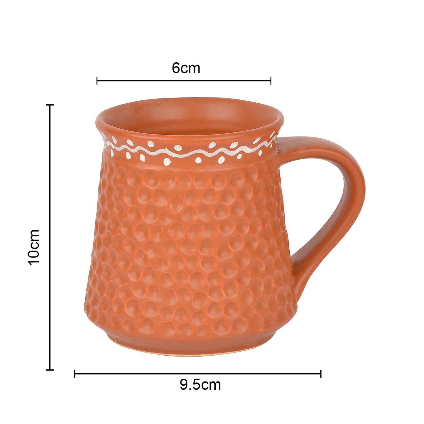 Handcrafted Ceramic Milk Mugs (300 ml, Set of 2, Terracotta Brown)