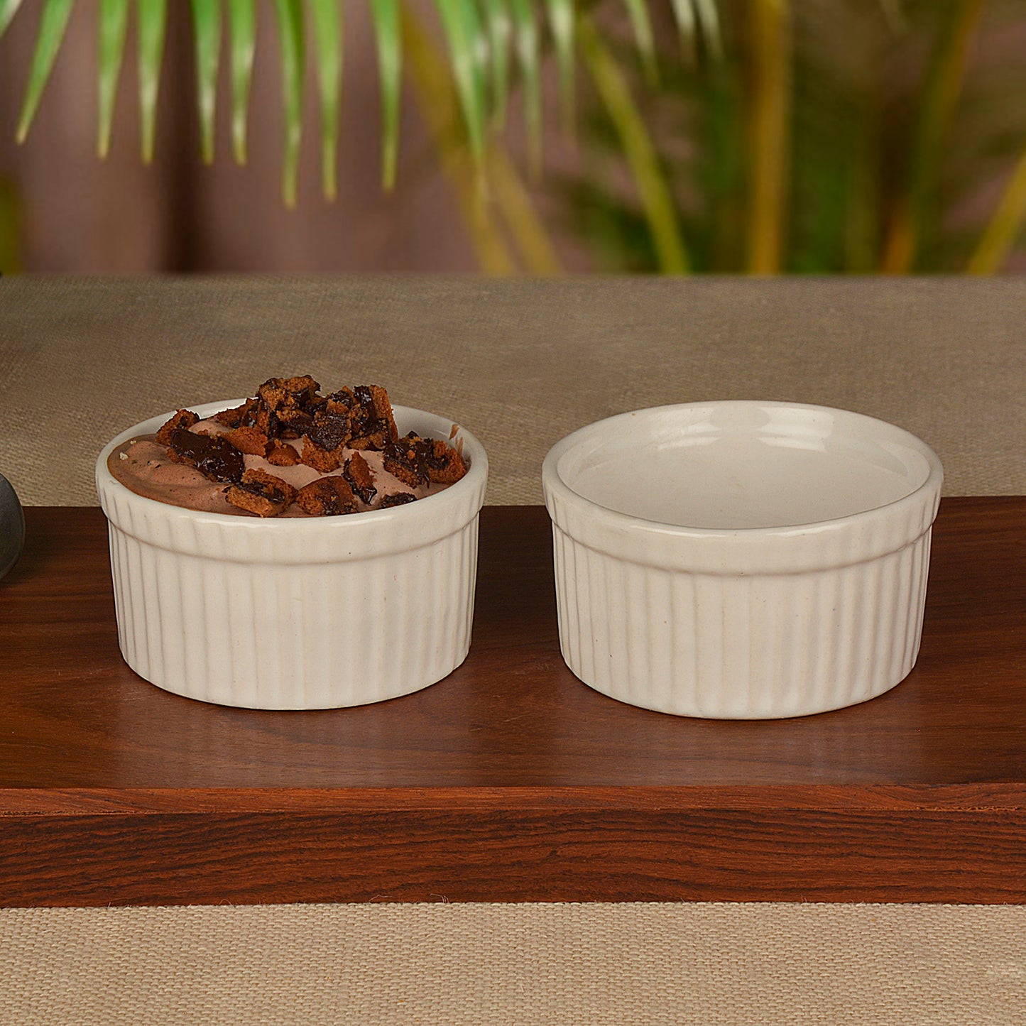 Studio Pottery Ceramic Dessert / Dip Bowls (150 ml each, Set of 2, White)