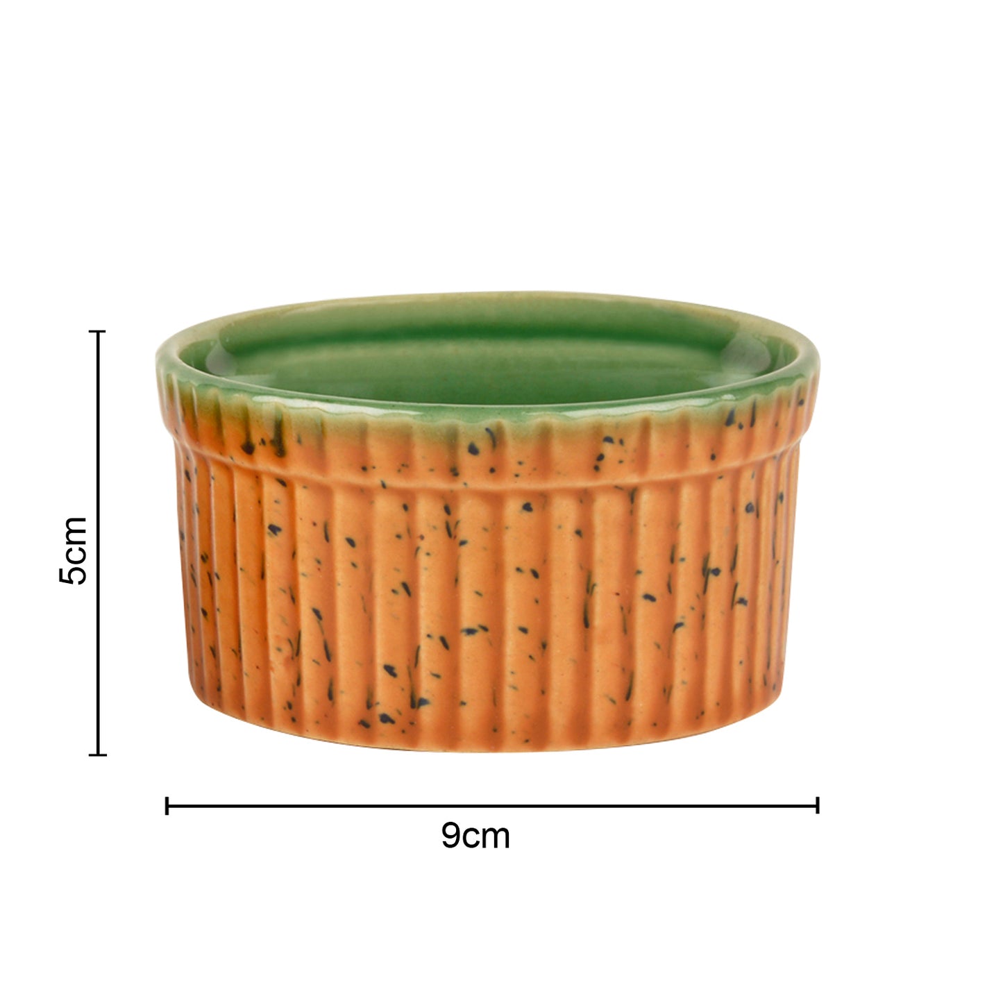 Studio Pottery Ceramic Dessert / Dip Bowls (150 ml each, Set of 2, Brown , Copper Green)