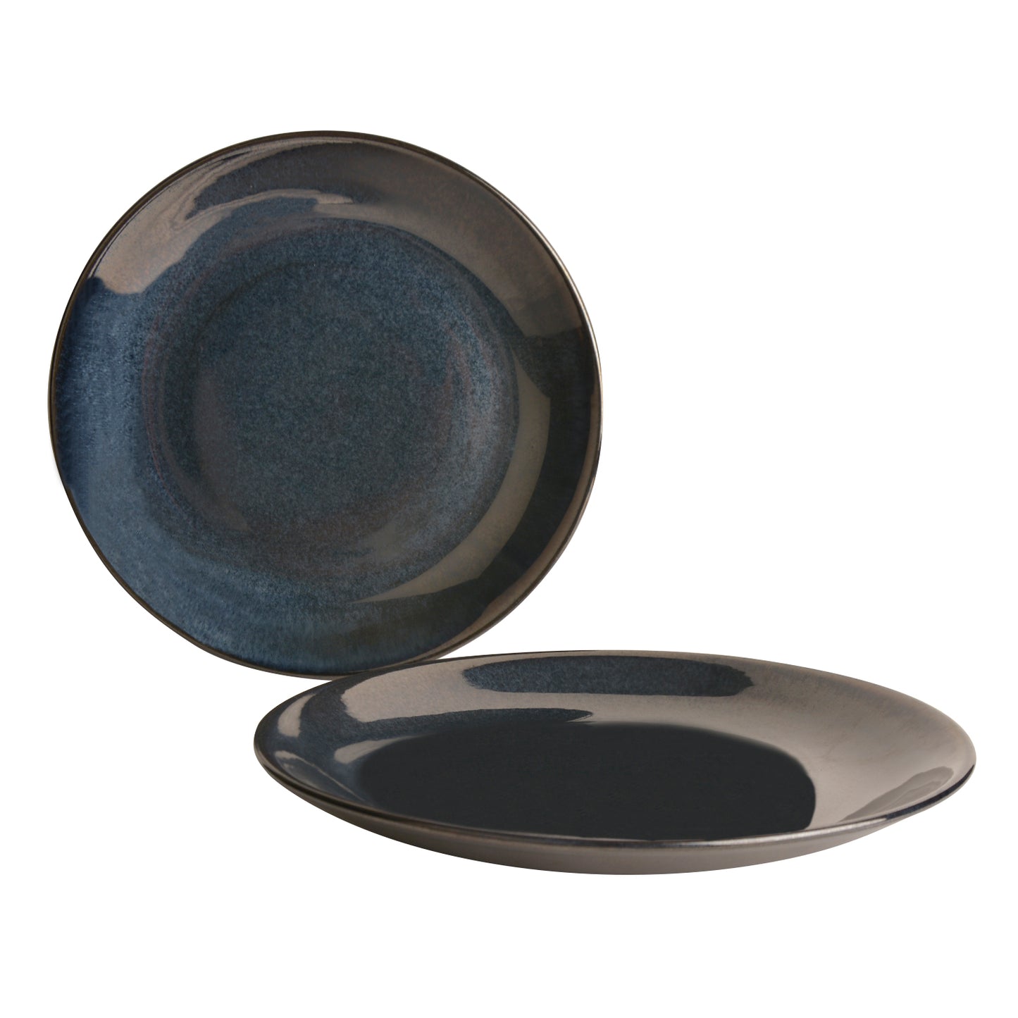 "The Luxe Ceramic Hand Glazed Dinner Serving Plates (10 inches, Set of 2, Navy Blue)