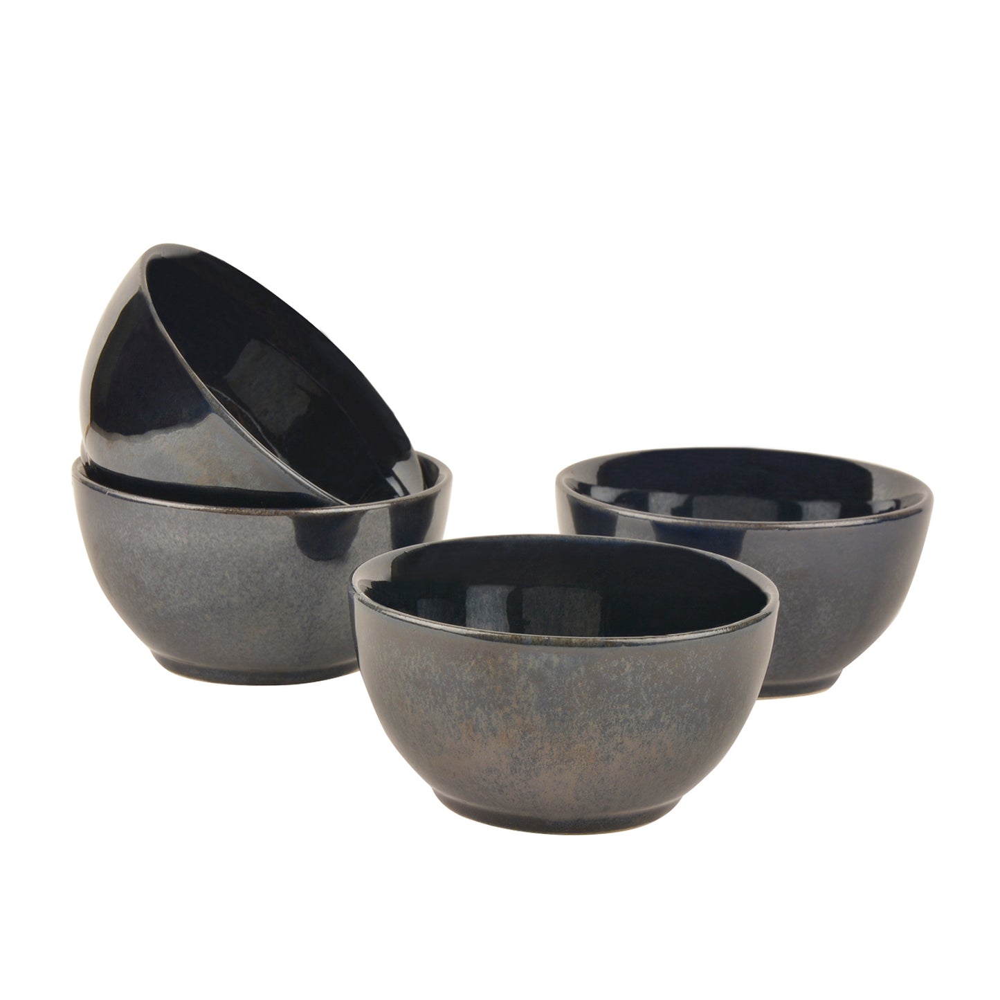 “The Luxe” Ceramic Hand Glazed Dinner Serving Bowls (200 ml , Navy Blue, Set of 4)