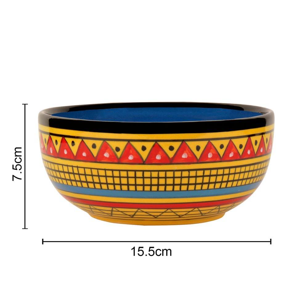 Hand Painted Ceramic Serving Bowl (800 ml, Yellow)