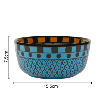 Handpainted Ceramic Serving Bowl (800 ml , Blue)