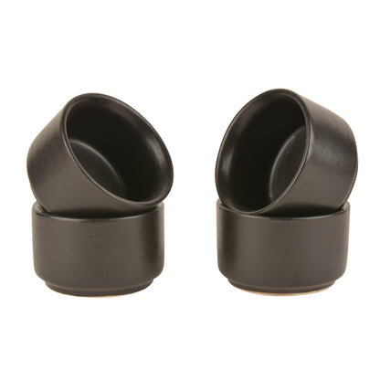 Ceramic Dip Bowls (50 ml , Black , Set of 4)