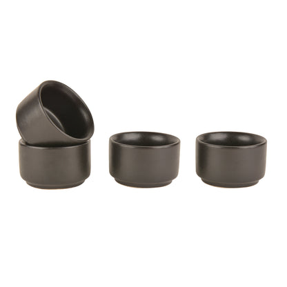 Ceramic Dip Bowls (50 ml , Black , Set of 4)