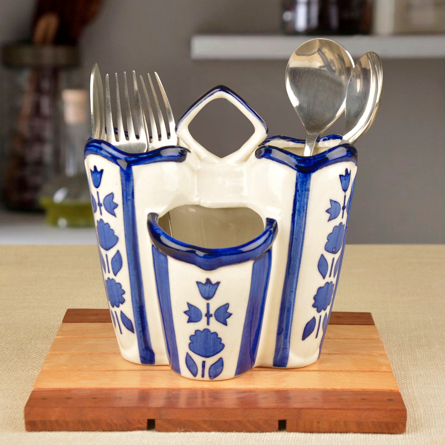 handpainted ceramic cutlery stand