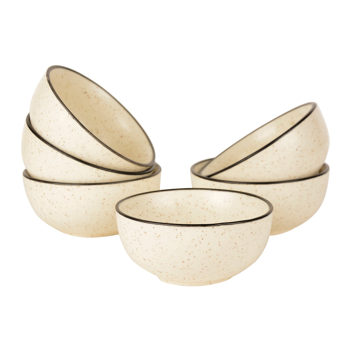 Ceramic Matt Finish Serving Bowls (200 ml , Set of 6, White)