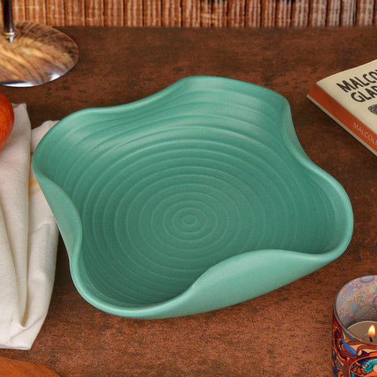 Ceramic Matt Finish Stylish Serving Bowl (22 cm , Sea Green)