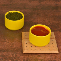 Hand Glazed Ceramic Dip Bowls (60 ml Each, Set of 2, Yellow)