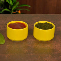 Hand Glazed Ceramic Dip Bowls (60 ml Each, Set of 2, Yellow)