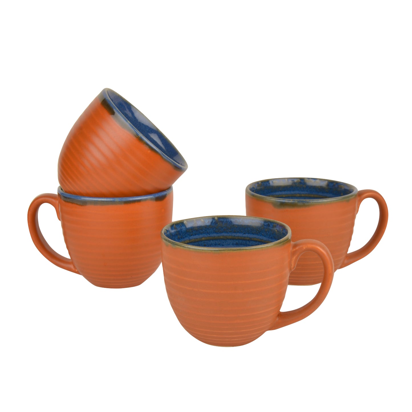 Handcrafted Ceramic Soup Bowls with Handle (350 ml each, Set of 4, Terracotta)