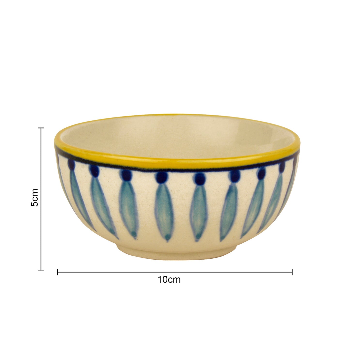 "Kyoto Collection" Handpainted Ceramic Dinner Serving Bowls (Set of 4, White and Blue, 200 ml each)
