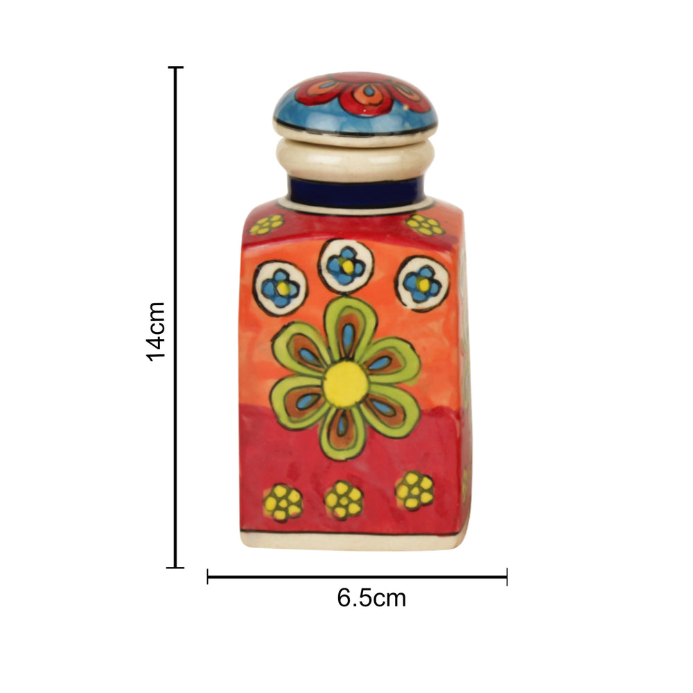 Handpainted Ceramic Spice Jars with Air Tight Lid (Set of 3, Multicolor, 250 ml each)