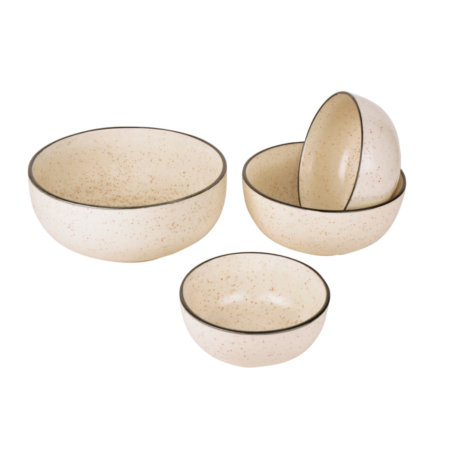 Handcrafted White Matt Dinner Serving Bowl Set (Set of 4)