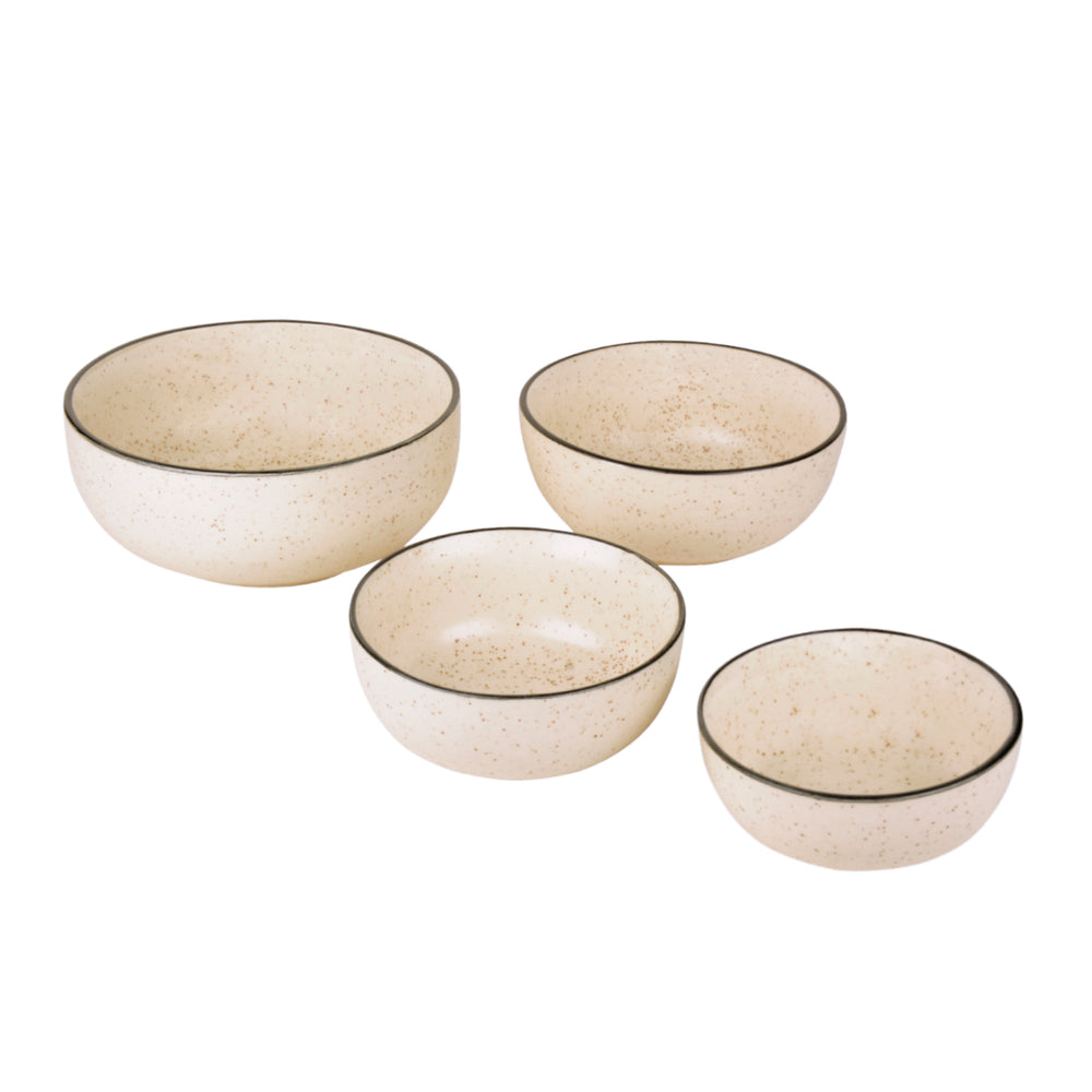 Handcrafted White Matt Dinner Serving Bowl Set (Set of 4)