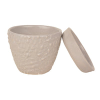 Handpainted Ceramic Planter Pot with Tray (Grey, Diameter - 9 cm, Height - 8 cm)