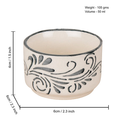 Handpainted Ceramic Dip Bowls (50 ml , Grey , Set of 4)