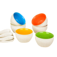 Ceramic Matt Finish Soup Bowls with Spoon (200 ml each, Set of 6, White)