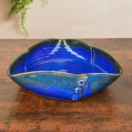 “Luxurious Midnight Blue” Ceramic Serving Bowl (Prussian Blue , 23 cm , 1400 ml)