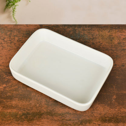 Ceramic Baking Dish ( L x B x H – 27 x 19 x 5.5 cm , White , 1500 ml)