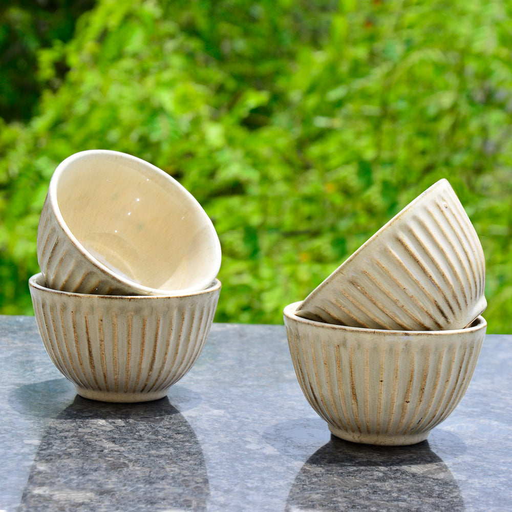 Ribbed Ceramic Dinner Serving Bowls