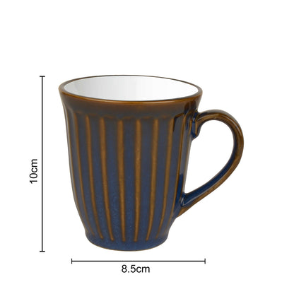 Ceramic Coffee Mugs (300 ml Each, Set of 2, Blue and White)