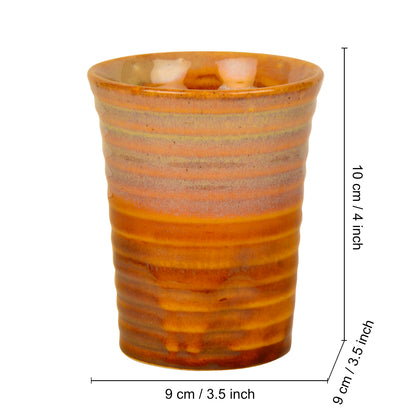 Studio Pottery Hand Glazed Dual Tone Ceramic Glasses (Set of 4, Mustard, 300 ml each)