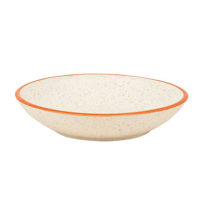 Studio Pottery Matt Finish Ceramic Serving Bowl (Off White and Brown, Diameter – 21 cm, 500 ml)