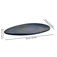 Premium Hand Glazed Oval Shaped Ceramic  Platter  (Botz Blue with Grey Speckle, 10.5 inches, 490 gm)