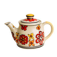 Hand Painted Ceramic Tea Set (1 Kettle, 4 Cups, Red)