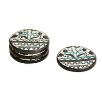 Studio Pottery Ceramic Tea and Coffee Coasters (Set of 4 , Blue and Black)